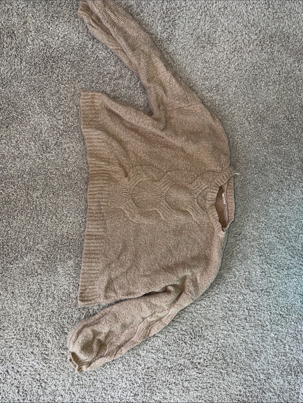 debut Taupe Cable-Knit Crewneck Sweater